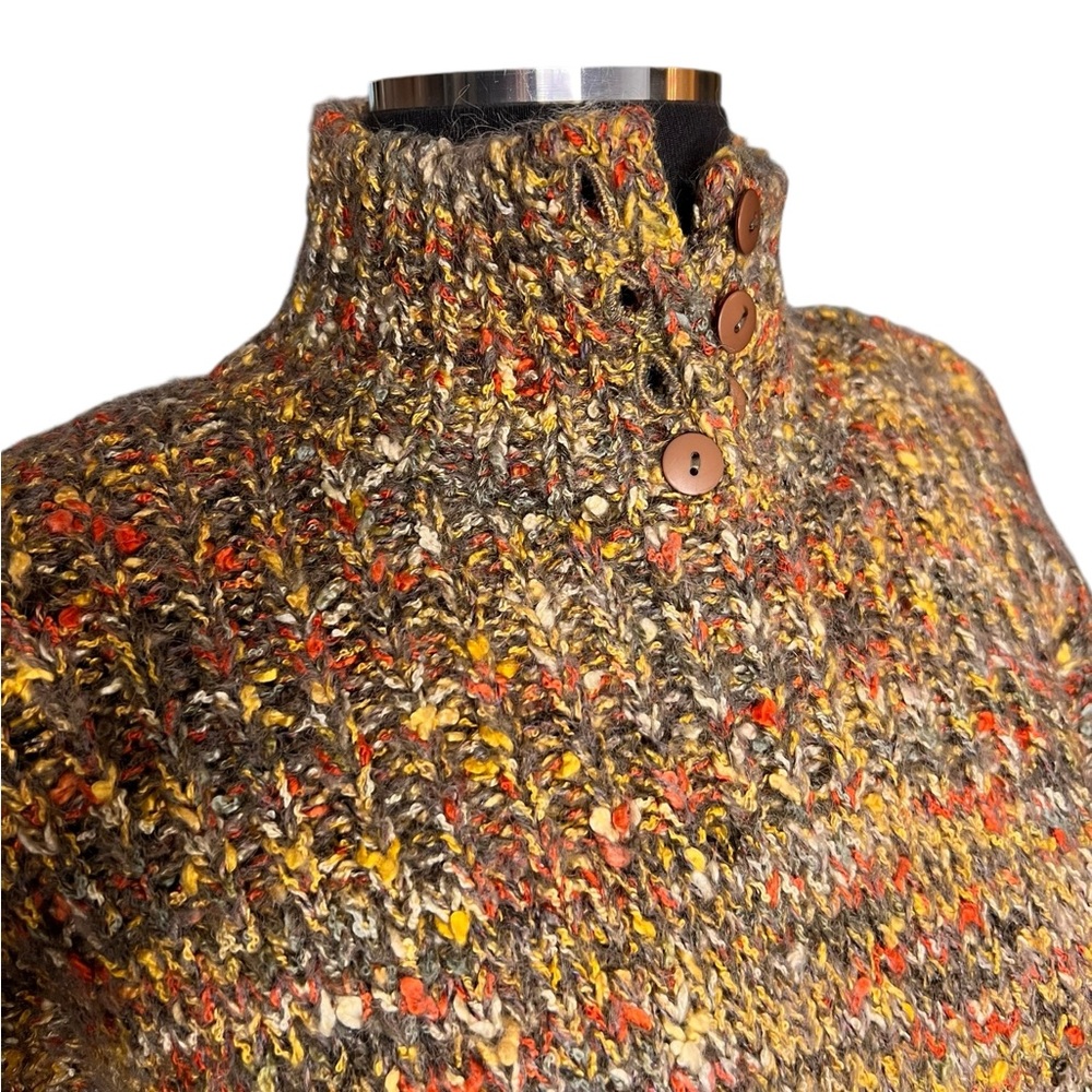 Vtg Greg Adams Poly Rayon Wool Blend Sweater Medium Metallic Thread Cropped